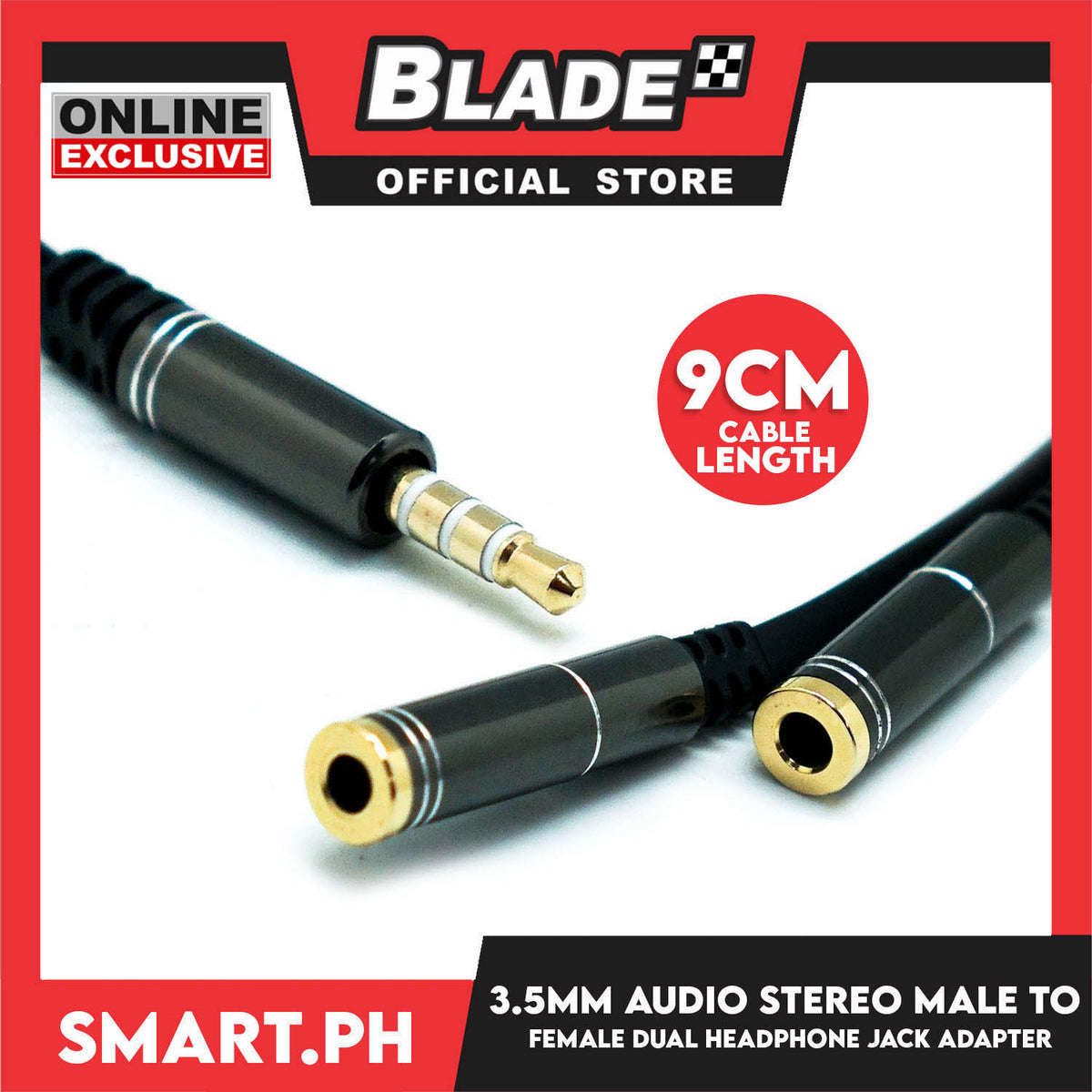 3.5mm Audio Stereo Y Splitter Extension Cable Male to Female Dual Headphone Jack Adapter (9cm) for Earphone, Headset Compatible with iPhone, Samsung, Tablet, Laptop (Black)