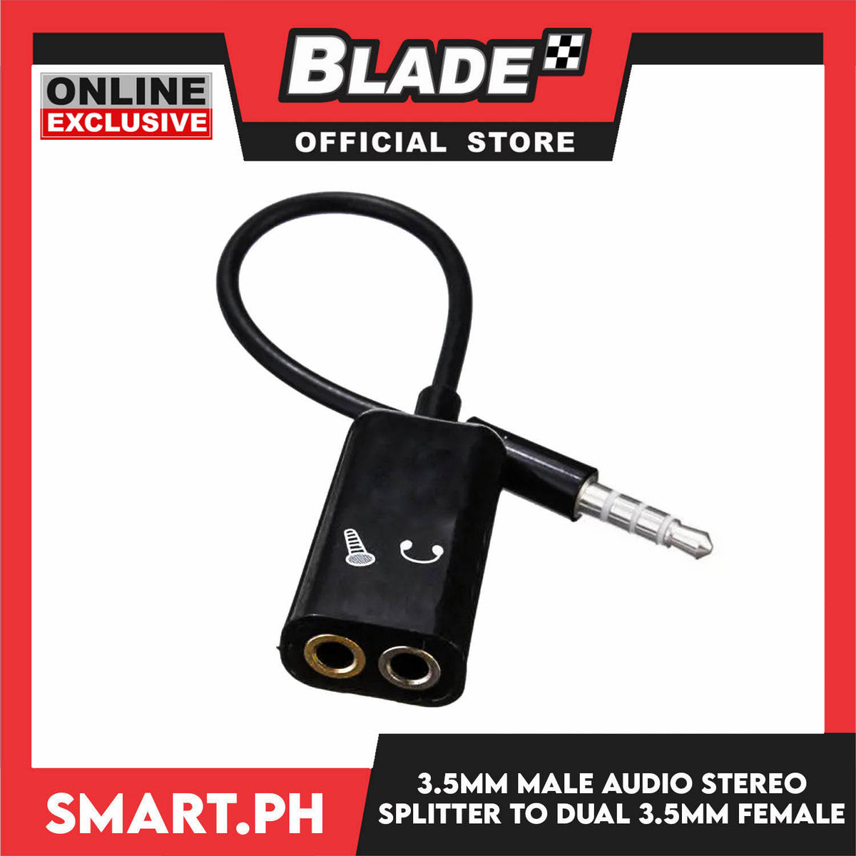 3.5mm Male Audio Stereo Y Splitter Cable to Dual 3.5mm Female for Headphones and Microphones
