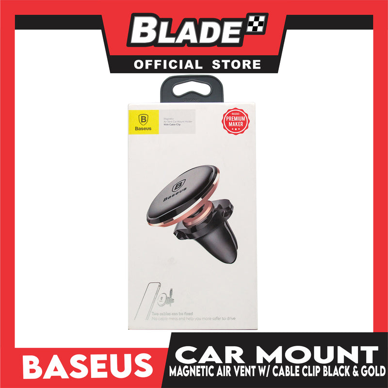 Baseus Car Mount Holder Magnetic Air Vent with Cable Clip SUGX-AOV (Black & Gold)