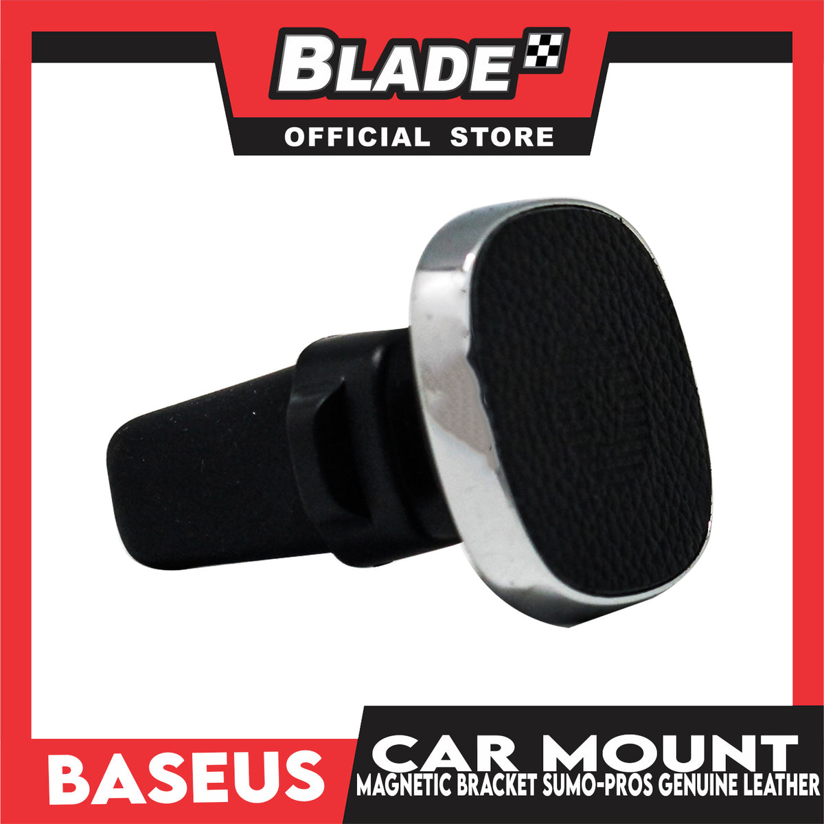 Baseus Privity Series Pro Air Outlet Magnet Bracket Genuine Leather Phone Holder SUMQ-PR01 (Black with Silver) Car Mount Phone Holder