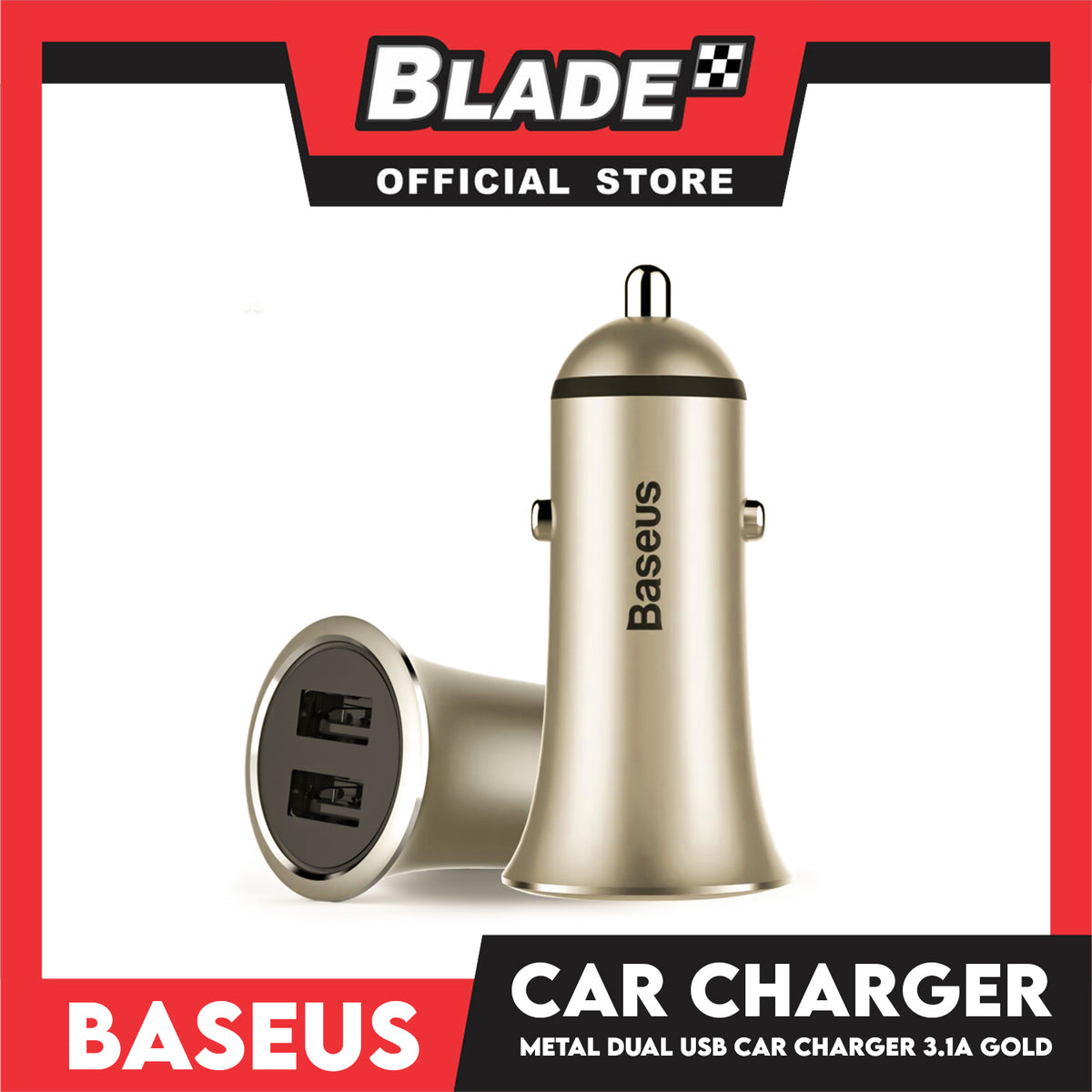 Baseus Trumpet Metal Car Charger MTL CCLB-OV (Gold) Dual USB Output 3.1A Heavy Current Car Charger
