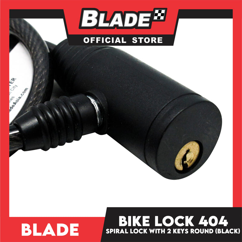 Blade Bike Lock 404 Security Spiral lock Round with 2 Keys (Black)