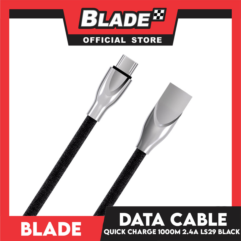 Blade Data Cable Denim & Zinc Alloy 2.4A Quick Charge LS29 1000mm Type-C USB for Android: Samsung, Huawei, Xiaomi, Oppo, Vivo, Lenovo