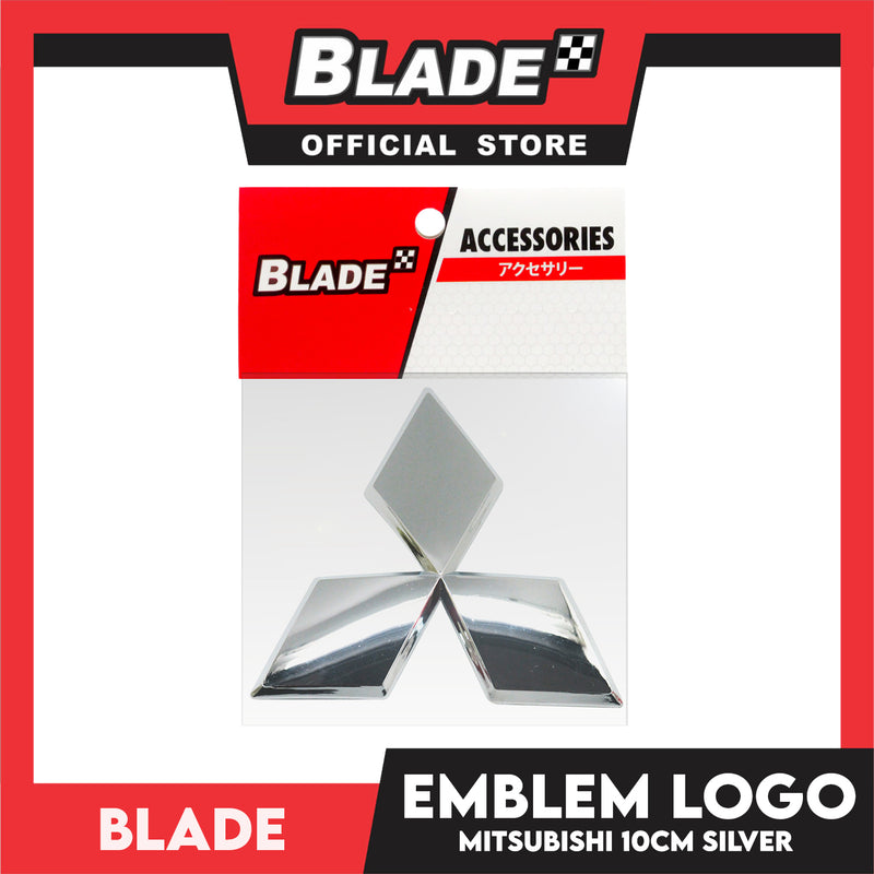 Blade Car Emblem Logo Chrome 10cm Mitsubishi (Silver) 3m Adhesive Car Badge Decal Sticker Auto Exterior Accessories