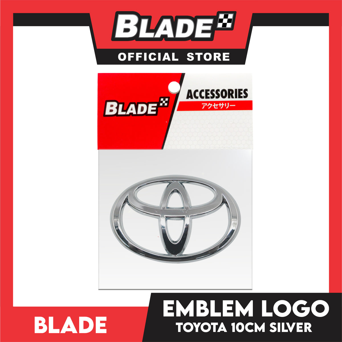 Blade Emblem Toyota Logo Small 10cm Silver with 3M Adhesive Ready