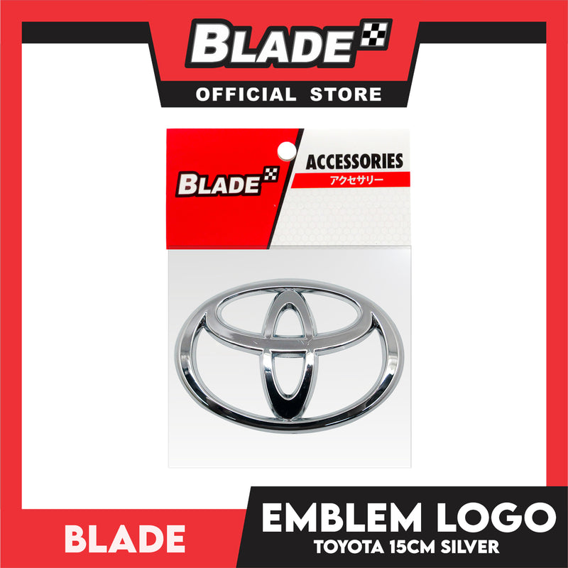 Blade Car Emblem Logo Chrome Big 15cm Toyota (Silver) 3m Adhesive Car Badge Decal Sticker Auto Exterior Accessories
