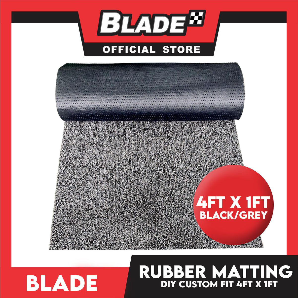 Blade Rubber Matting with Spike 4ft. x 1ft. (Black/Grey) Customize Matting, Spaghetti Matting, Black Coil Mat and DIY Custom Fit for Car and Floor Mat