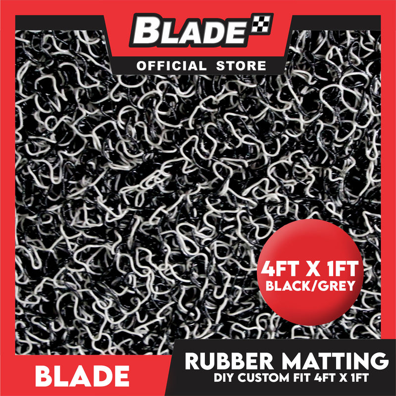Blade Rubber Matting with Spike 4ft. x 1ft. (Black/Grey) Customize Matting, Spaghetti Matting, Black Coil Mat and DIY Custom Fit for Car and Floor Mat