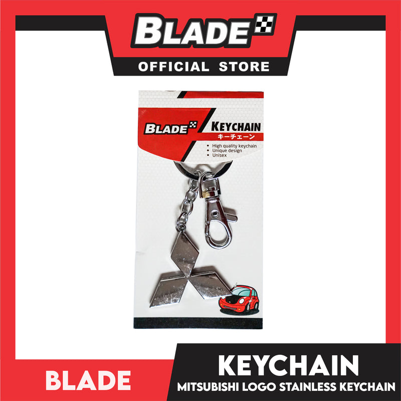 Blade Car Chrome Logo Key Ring Key Chain Stainless Steel with Metal Hook (Mitsubishi) Logo Key Chain