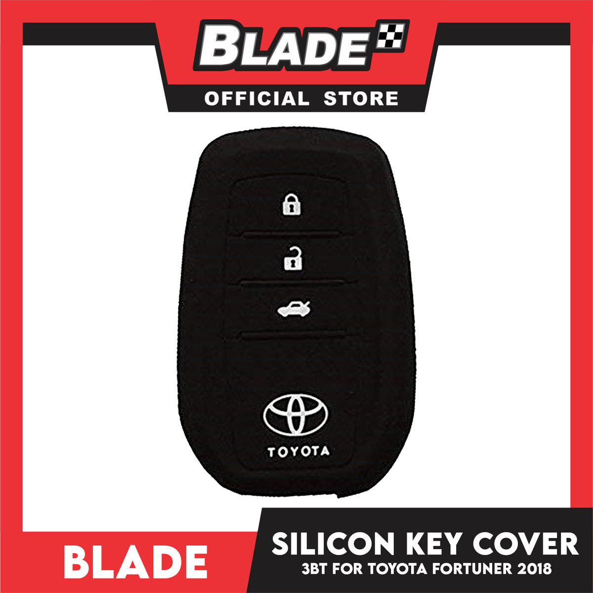 Blade Silicone Case key Cover 3 Button Toyota (Black) for Fortuner 2018