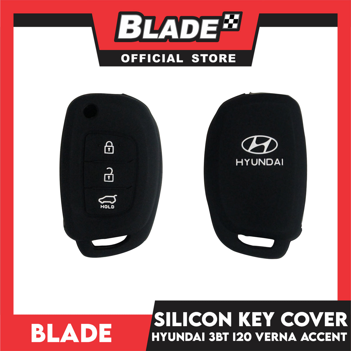 Blade Key Silicone Case Key Cover Hyundai 3 Button (Red, Black) for Hyundai Tucson Santa Fe i20 Creta Elantra
