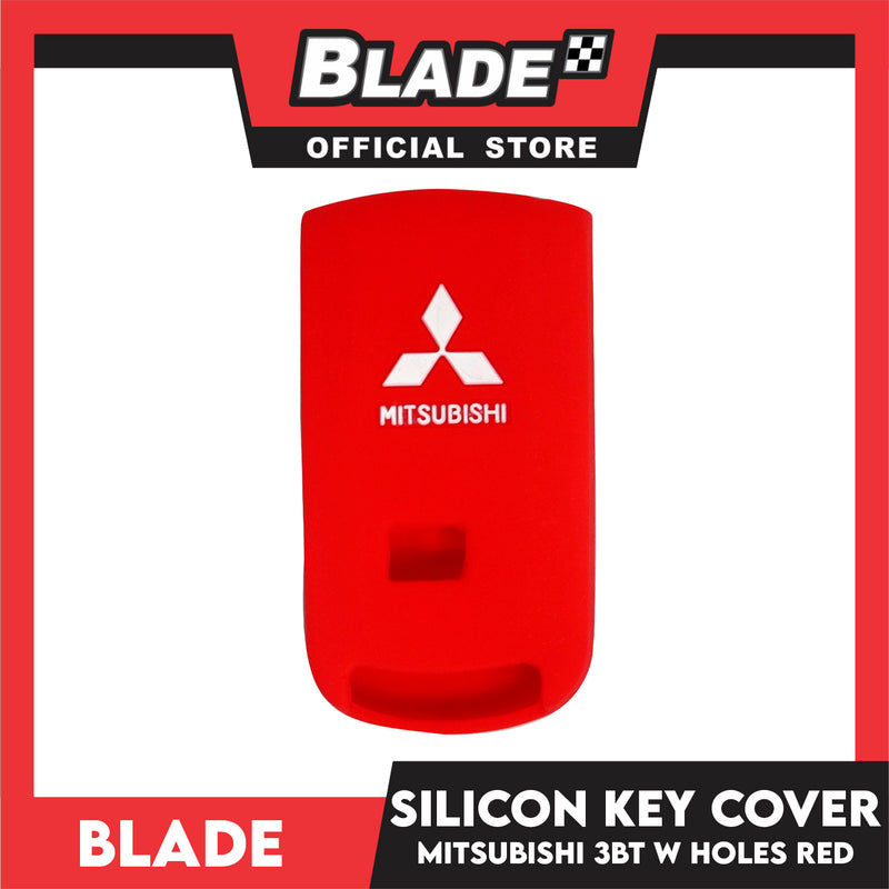 Blade Key Silicone Case Mitsubishi 3 Button w/ Holes (Black/Red)