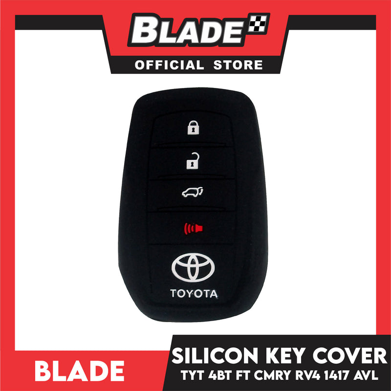 Blade Key Silicone Case Cover Toyota CMRY RV4 1417 4 Button (Black & Red) For Toyota Fortuner Rav4 Highlander Land Cruiser Mark X 2015-2019 Silicone Remote Key Case Fob Shell Cover Skin Holder