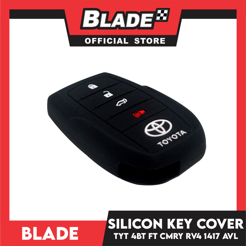 Blade Key Silicone Case Cover Toyota CMRY RV4 1417 4 Button (Black & Red) For Toyota Fortuner Rav4 Highlander Land Cruiser Mark X 2015-2019 Silicone Remote Key Case Fob Shell Cover Skin Holder