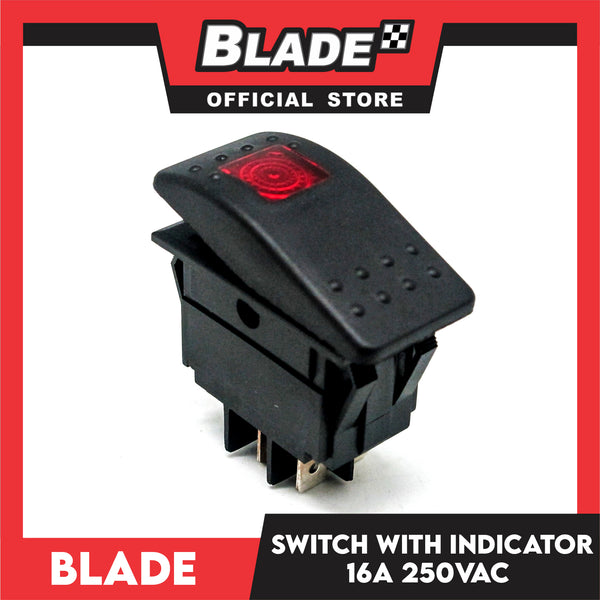 Blade Switch w/ Indicator 16A 250VAC 12V Rocker Switch RED Led Light