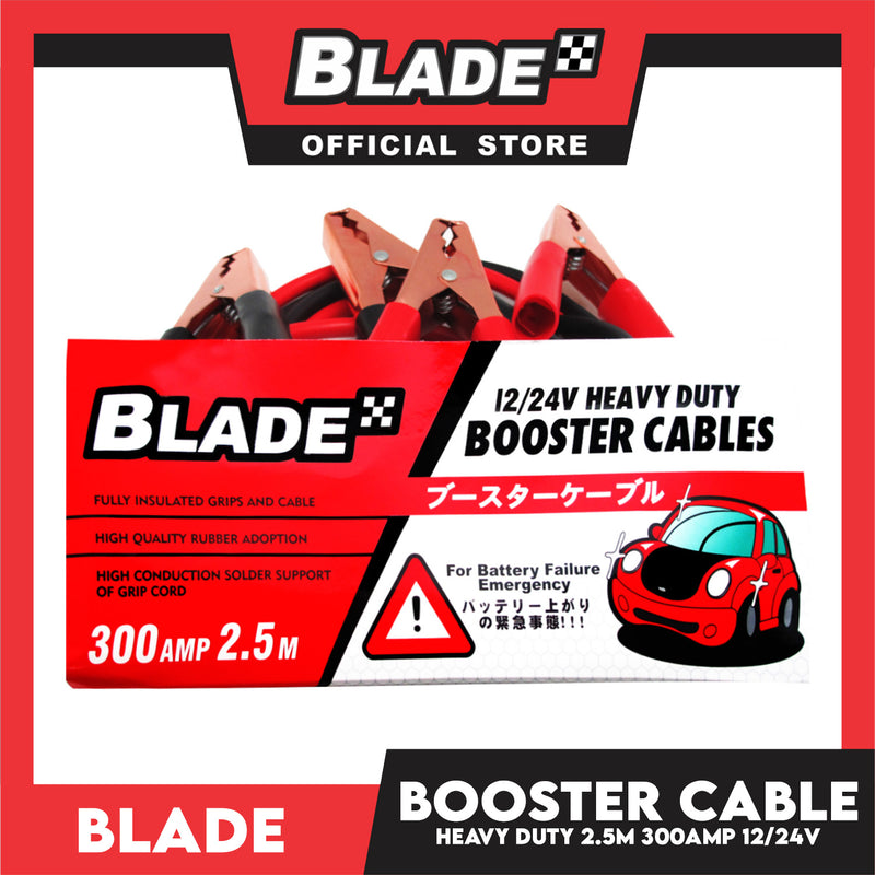 Blade Booster Cable 300AMP Heavy Duty 2.5M 12/24V- Tangle Free Auto Booster Cable, Jump Cables