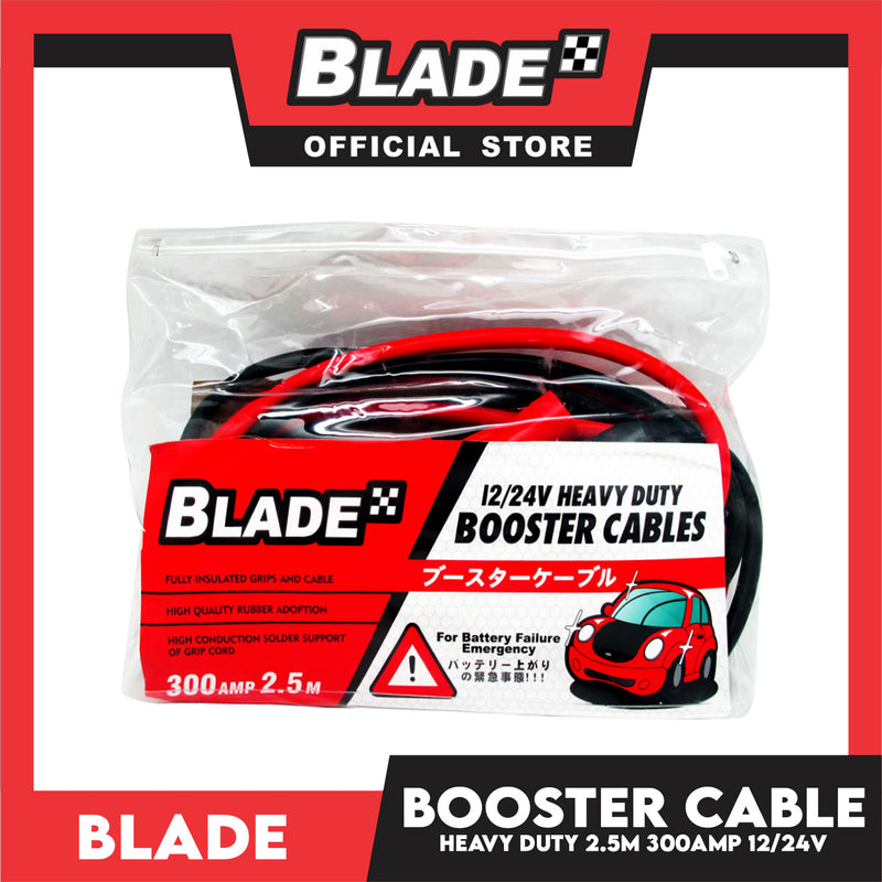 Blade Booster Cable 300AMP Heavy Duty 2.5M 12/24V- Tangle Free Auto Booster Cable, Jump Cables
