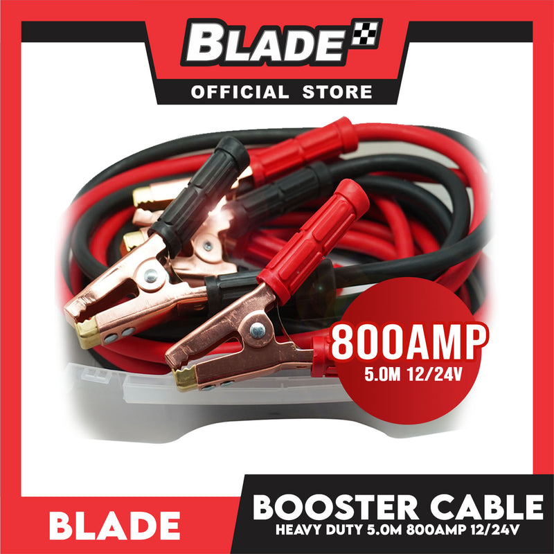 Blade Booster Cable 800AMP Heavy Duty 5.0M 12/24V with Plastic Case- Automotive Battery Booster Cable, Gauge
