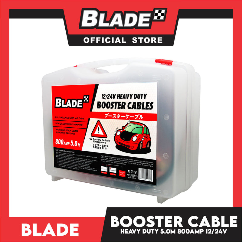Blade Booster Cable 800AMP Heavy Duty 5.0M 12/24V with Plastic Case- A –