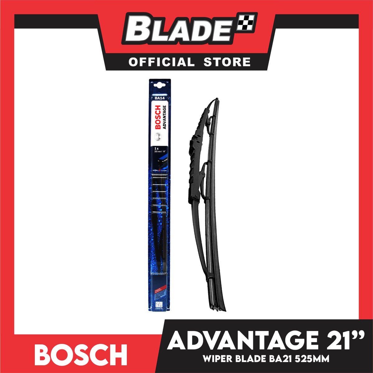 Bosch Wiper Advantage BA21 21 for Audi A4, Honda Jazz, Hyundai Coupe, Kia Rio, Mazda 323, Mitsubishi Strada, Toyota Fortuner, Camry