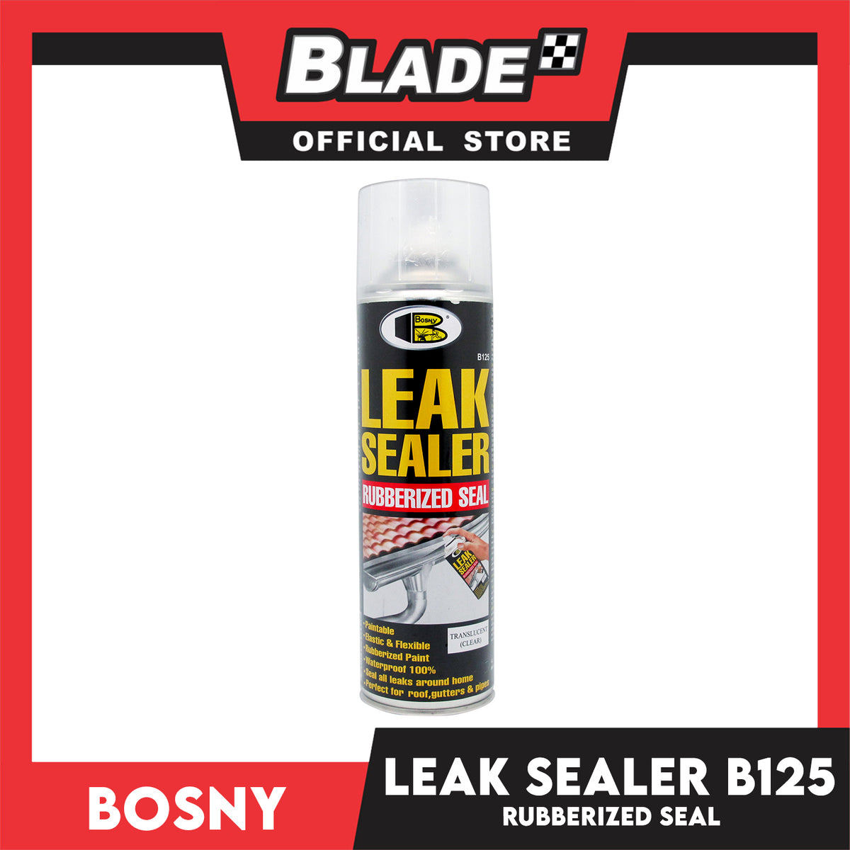 Bosny Spray Paint Leak Sealer B125 Rubber Coating Perfect for Roof, Gutters & Pipes