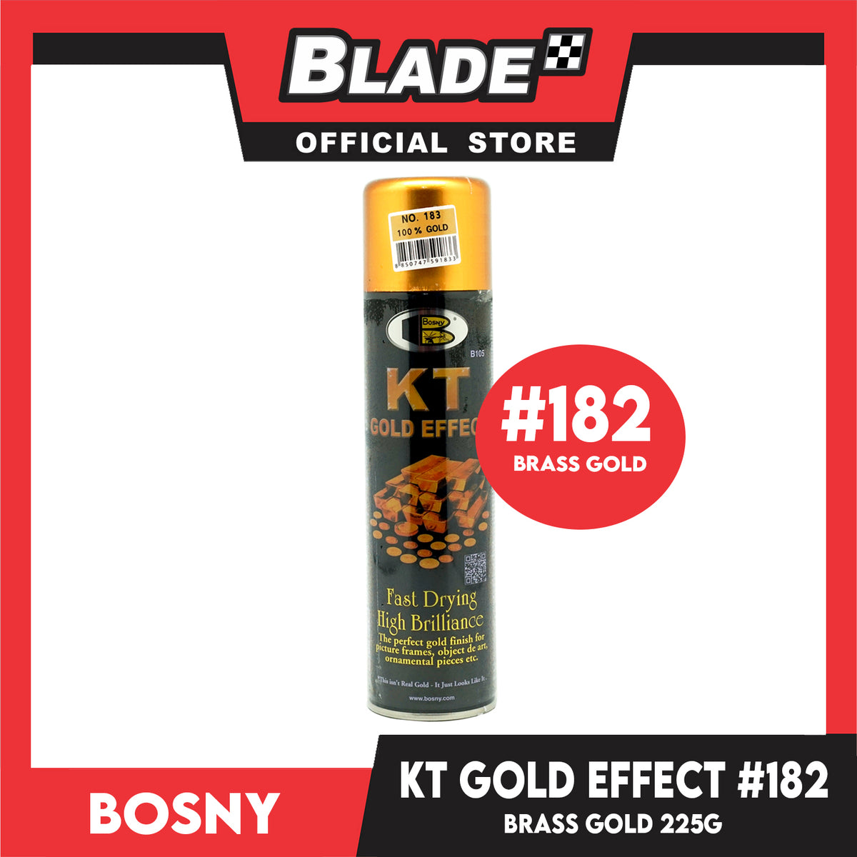 Bosny KT Gold Effect Brass Gold #182 225g For Fast Drying High Brilliance