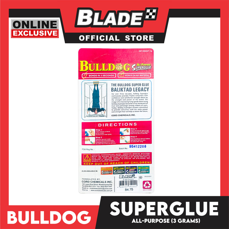 Bulldog All Purpose Super Glue 3g Strongest Bond In Any Type Of Materials