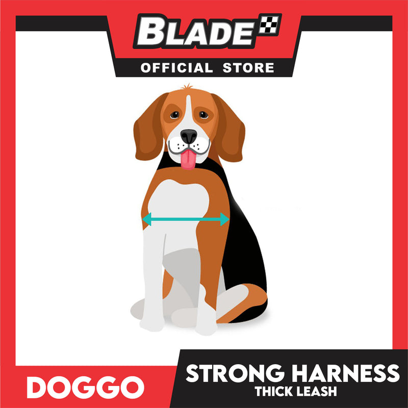 Doggo Strong Harness Thick Leash Soft Handle Steel Connector Small (Black) Safe Harness for Your Dog