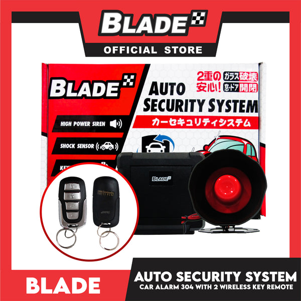 Blade Car Alarm S04 Auto Security Keyless Entry System with 2 Remote Controls & Siren Sensor- 12V Universal Remote Auto Door Lock/Unlock