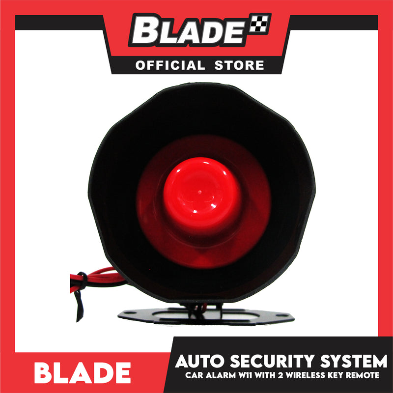 Blade Car Alarm W11 Auto Security Keyless Entry System with 2 Remote Controls & Siren Sensor- 12V Universal Remote Auto Door Lock/Unlock