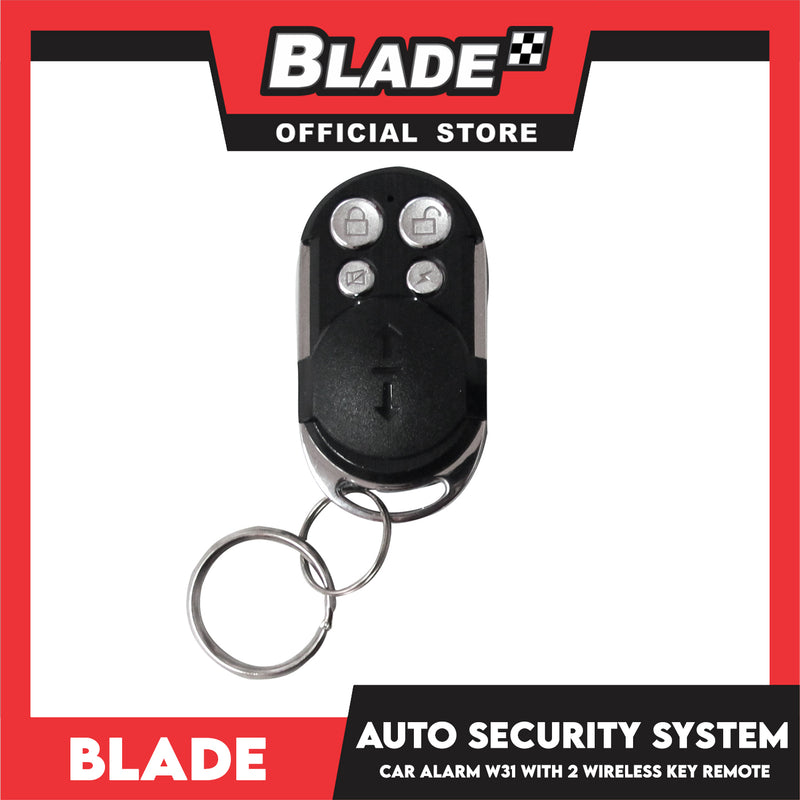 Blade Car Alarm W31 Auto Security Keyless Entry System with 2 Remote Controls & Siren Sensor- 12V Universal Remote Auto Door Lock/Unlock