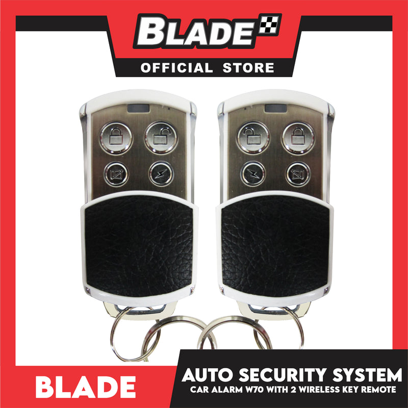 Blade Car Alarm W70 Auto Security Keyless Entry System with 2 Remote Controls & Siren Sensor- 12V Universal Remote Auto Door Lock/Unlock