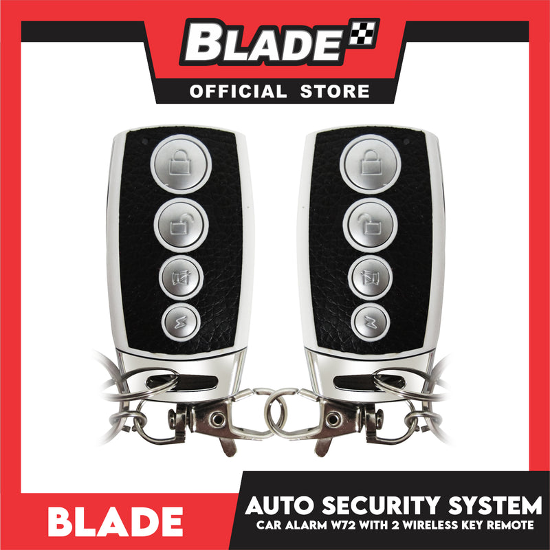 Blade Car Alarm W72 Auto Security Keyless Entry System with 2 Remote Controls & Siren Sensor- 12V Universal Remote Auto Door Lock/Unlock