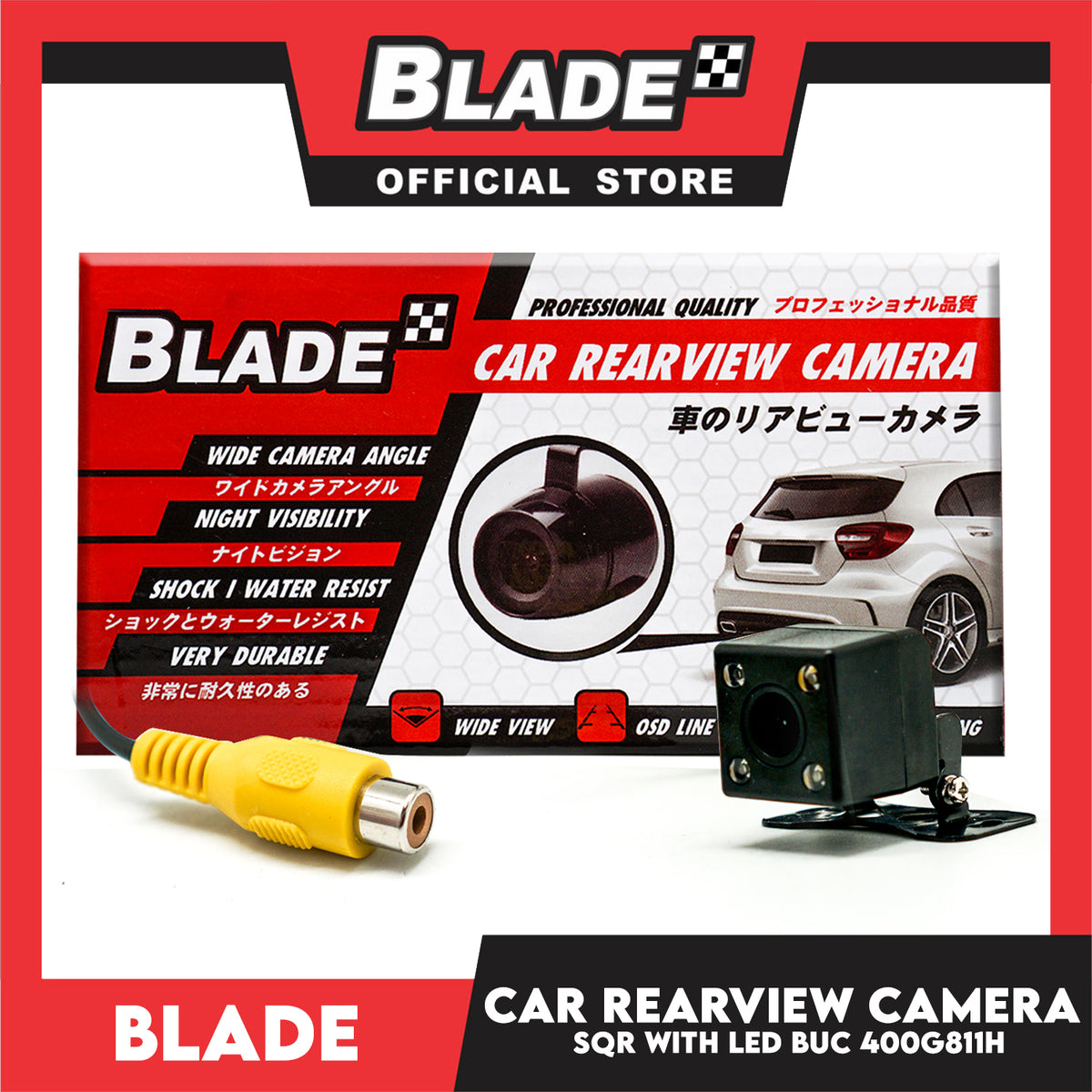 Blade Car Rearview Camera SQR with LED BUC400 G811H (Black) Back Up Camera