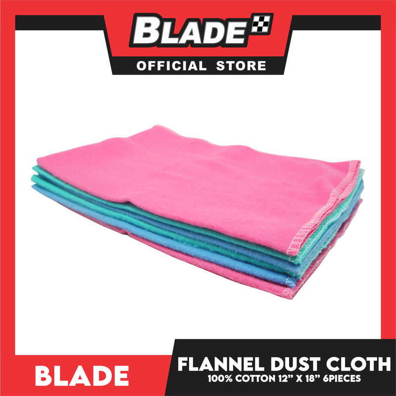 Blade Flannel Dust Cloth 12" x 18" (Set of 6) Multi-Purpose Towel for Cleaning & Polishing