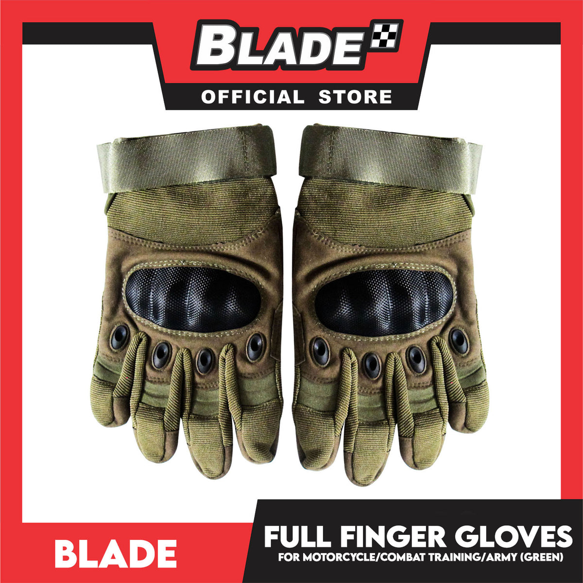 Blade Motorcycle Gloves XL Pair (Army Green)- Full Finger Touchscreen Hard Knuckle Motorcycle Military Tactical Combat Training Army Shooting Outdoor Gloves