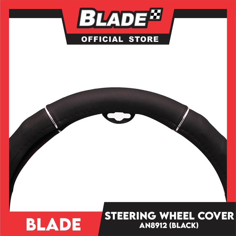 Blade Steering Wheel Cover AN8912 (Black with Silver Ring) 38cm for Toyota, Mitsubishi, Honda, Hyundai, Ford and more
