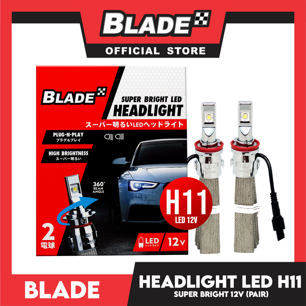 Blade Super Bright LED Auto Headlight H11 12V (Pair) Headlight Lamps, Fog Lamps, Led Light