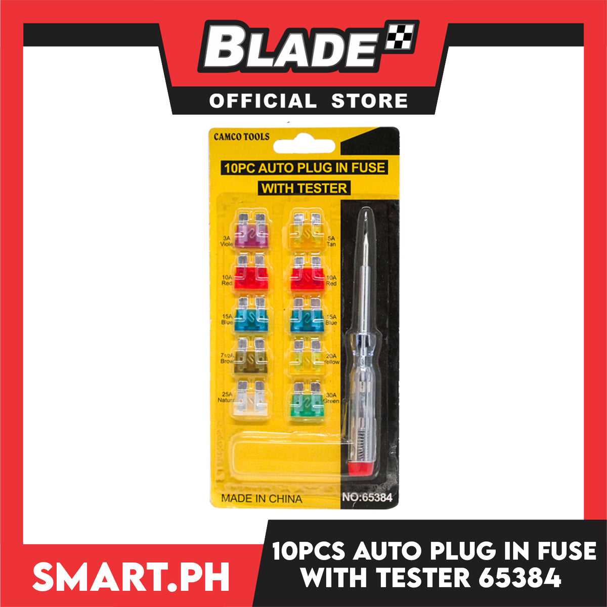 Camco Tools Auto Plug in Fuse 10pcs with Tester 65384