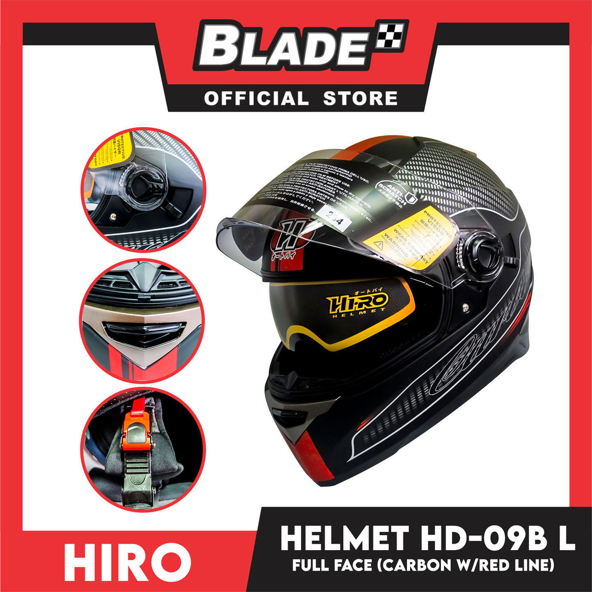 HIRO Helmet HD-09B Carbon (Full face) Large