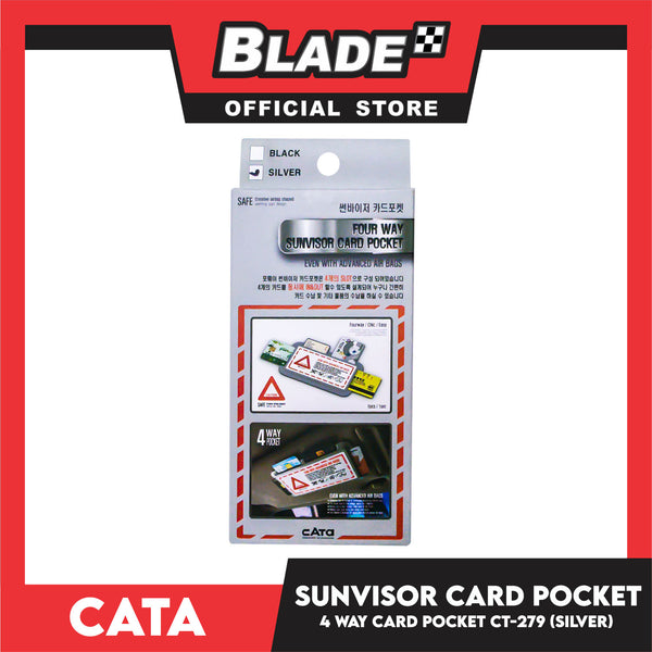 Car Sun Visor Card Pocket Multifunction Organizer, 4 Way Pocket Card Holder CT-279 (Silver) Car Interior Accessories Pocket Organizer