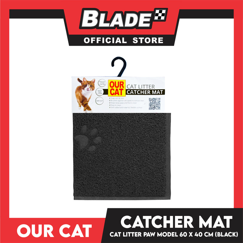 Our Cat Litter Catcher Mat Rectangle For Cats 60x40cm Small Size (Grey)