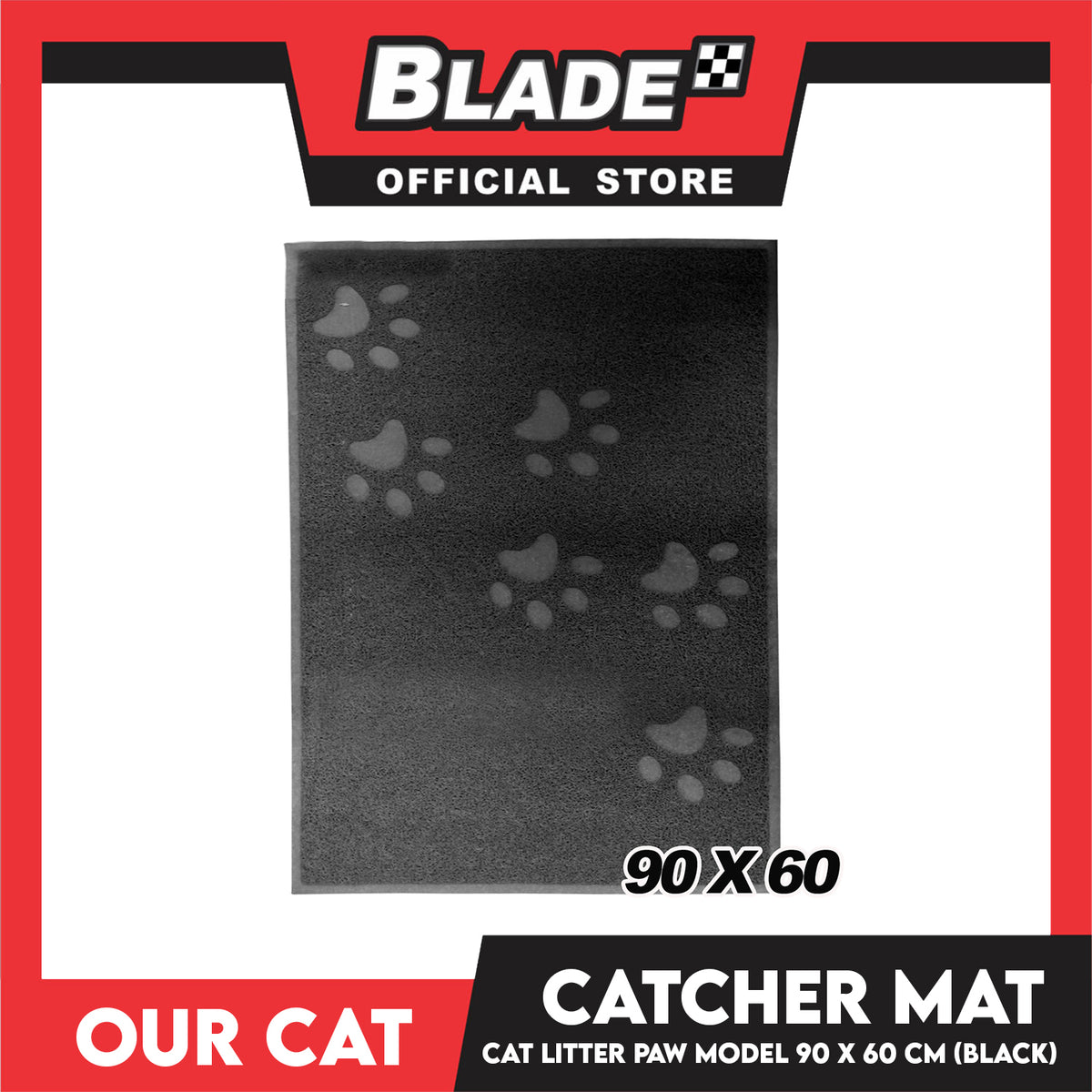 Our Cat Litter Catcher Mat Rectangle For Cats 90x60cm Large Size (Grey)