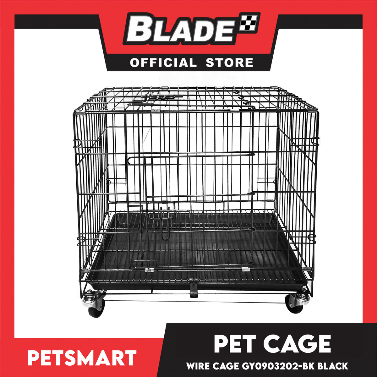 Pet Cage Wire Flooring, Painted Black Wire Cage, Comes With Tray Underneath (GY0903202) 60cm x 43cm x 50cm Pet Cage, Pet Accessories, Pet House