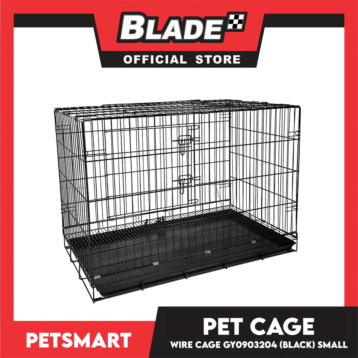 Pet Cage Wire Flooring, Painted Black Wire Cage, Comes With Tray Underneath (GY0903204) 92cm x 55.5cm x 64.5cm Pet Cage, Pet Accessories, Pet House