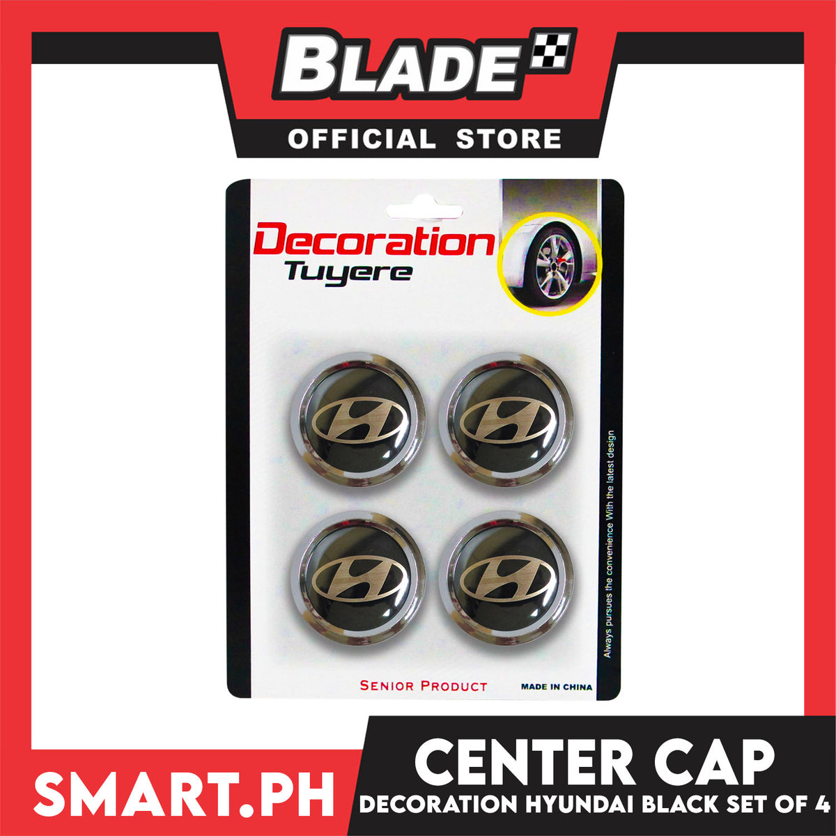 Center Cap Hyundai Black (Set of 4) Wheel Center Hub Cap