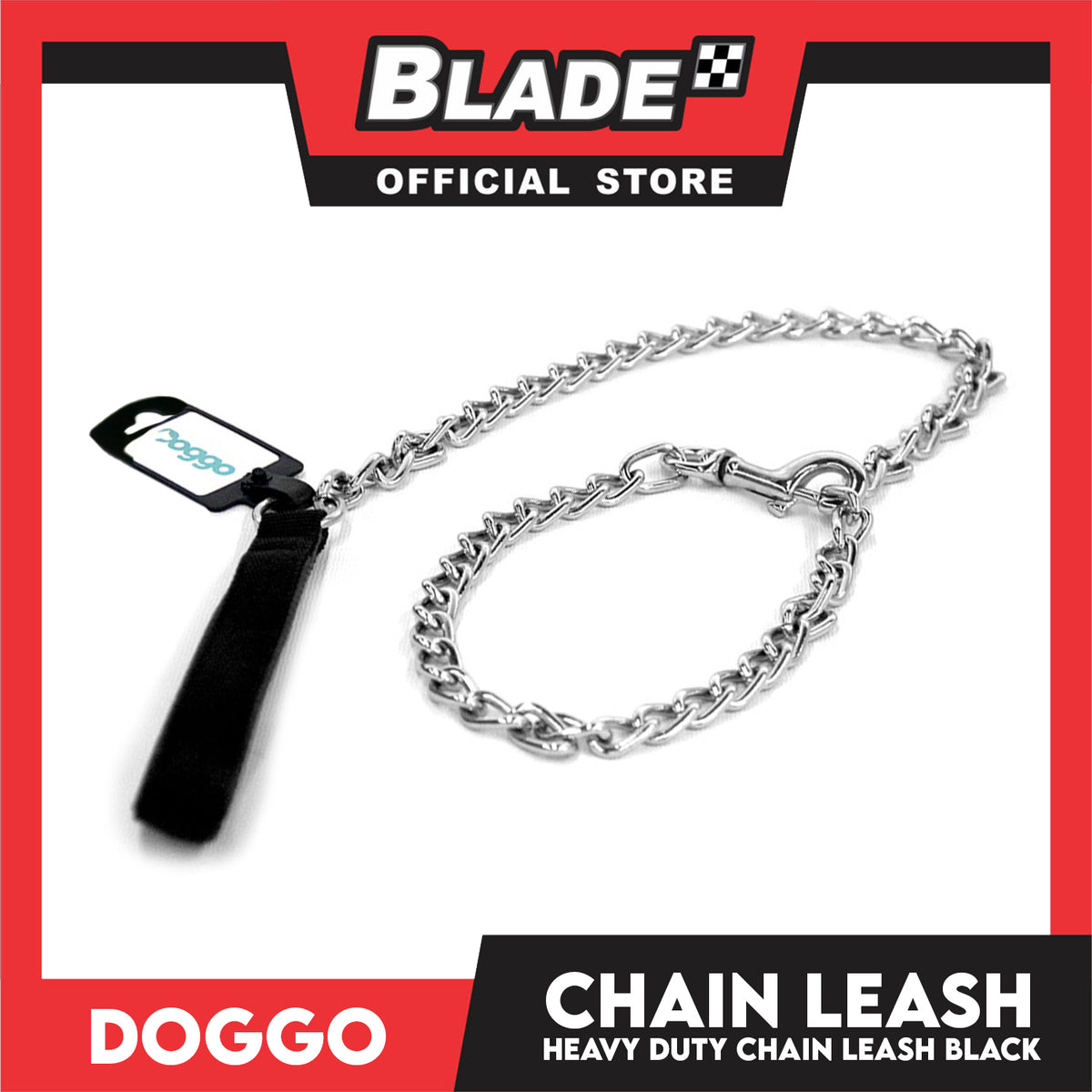 Doggo Heavy Duty Chain Leash (Black) 42 inches Leash Length for Your Dog