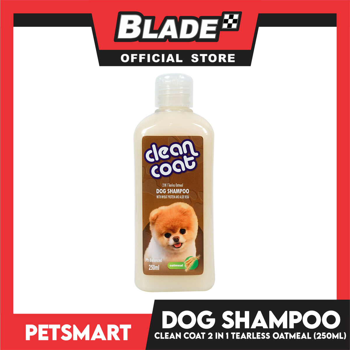 Clean Coat 2 in 1 Tearless Oatmeal With Wheat Protein And Aloe Vera 250ml Dog Shampoo