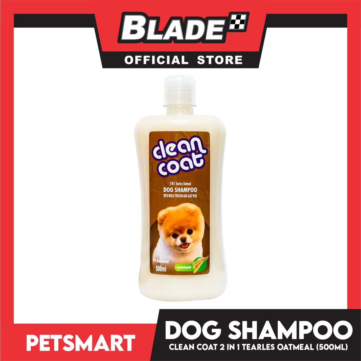 Clean Coat 2 in 1 Tearless Oatmeal With Wheat Protein And Aloe Vera 500ml Dog Shampoo