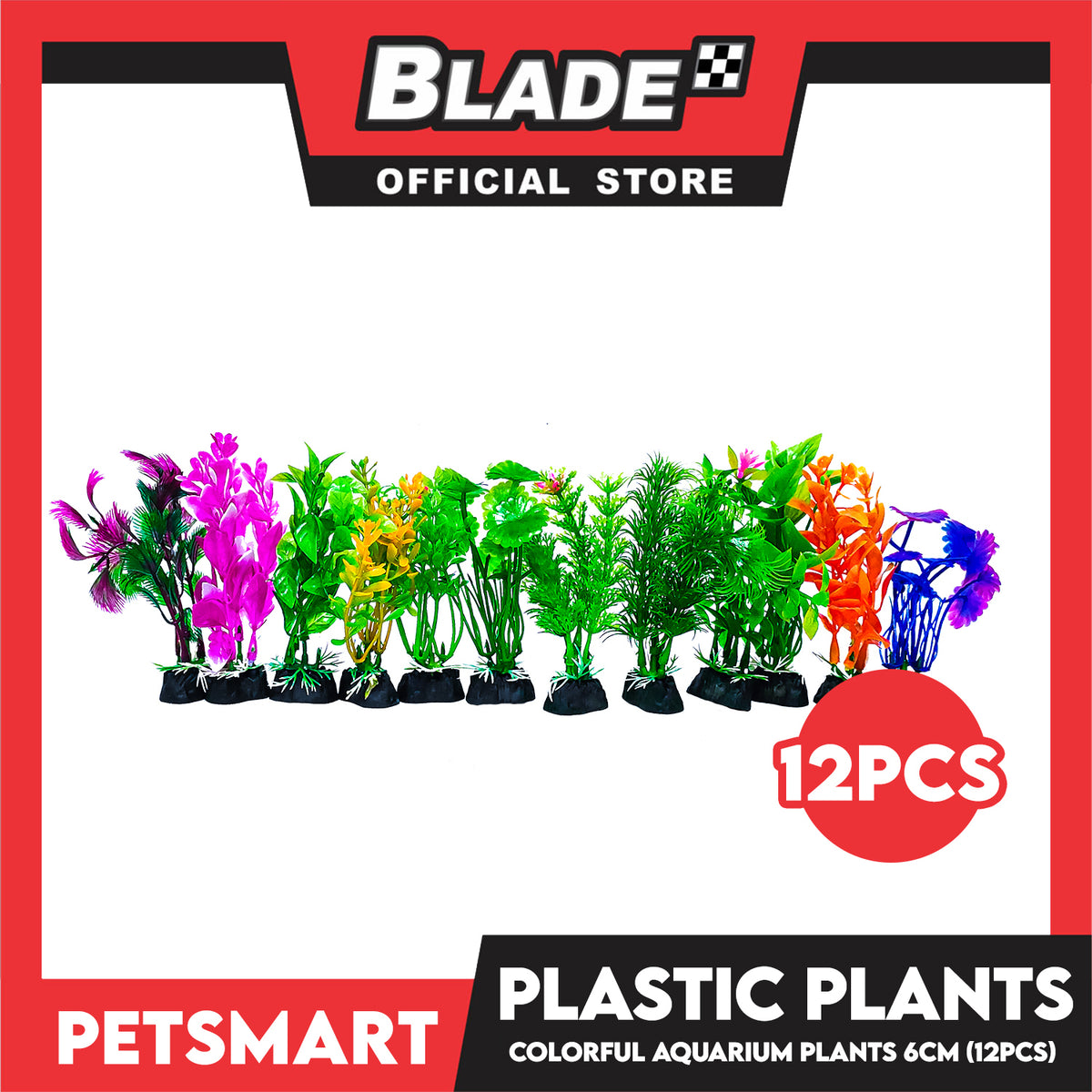 6cm Plastic Plant For Aquarium, Artificial Fish Tank Water Grass Plants Set Of 12pcs (Assorted Designs And Colors) Aquarium Plant Ornament Decoration Accessories